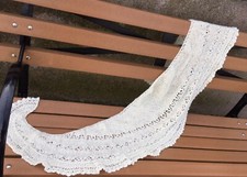 Handknit acrylic / mohair blend shawl/wrap in off white