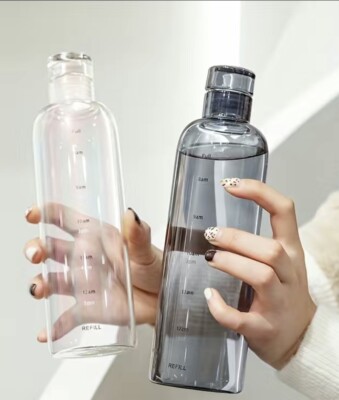 Time Scale Plastic Water Bottle Time Marker 17oz/500ml Crystal