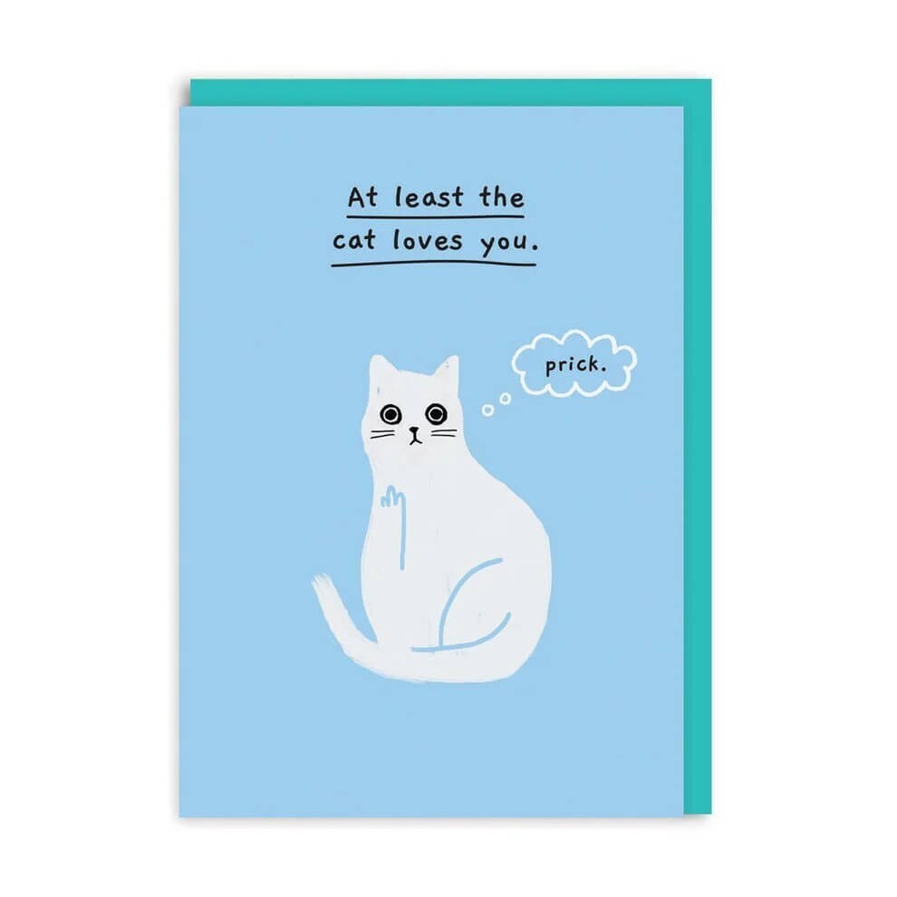 Funny Birthday Card At Least Cat Loves You – Cute Illustrated Greeting Card
