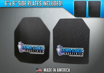 AR500 Level 3 III Body Armor Plates - Curved 11x14 w/ 6x8 Side Plates