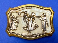 Formal Ball Room Folk Dance Square Line Dancing Vintage Gold Tone Belt Buckle