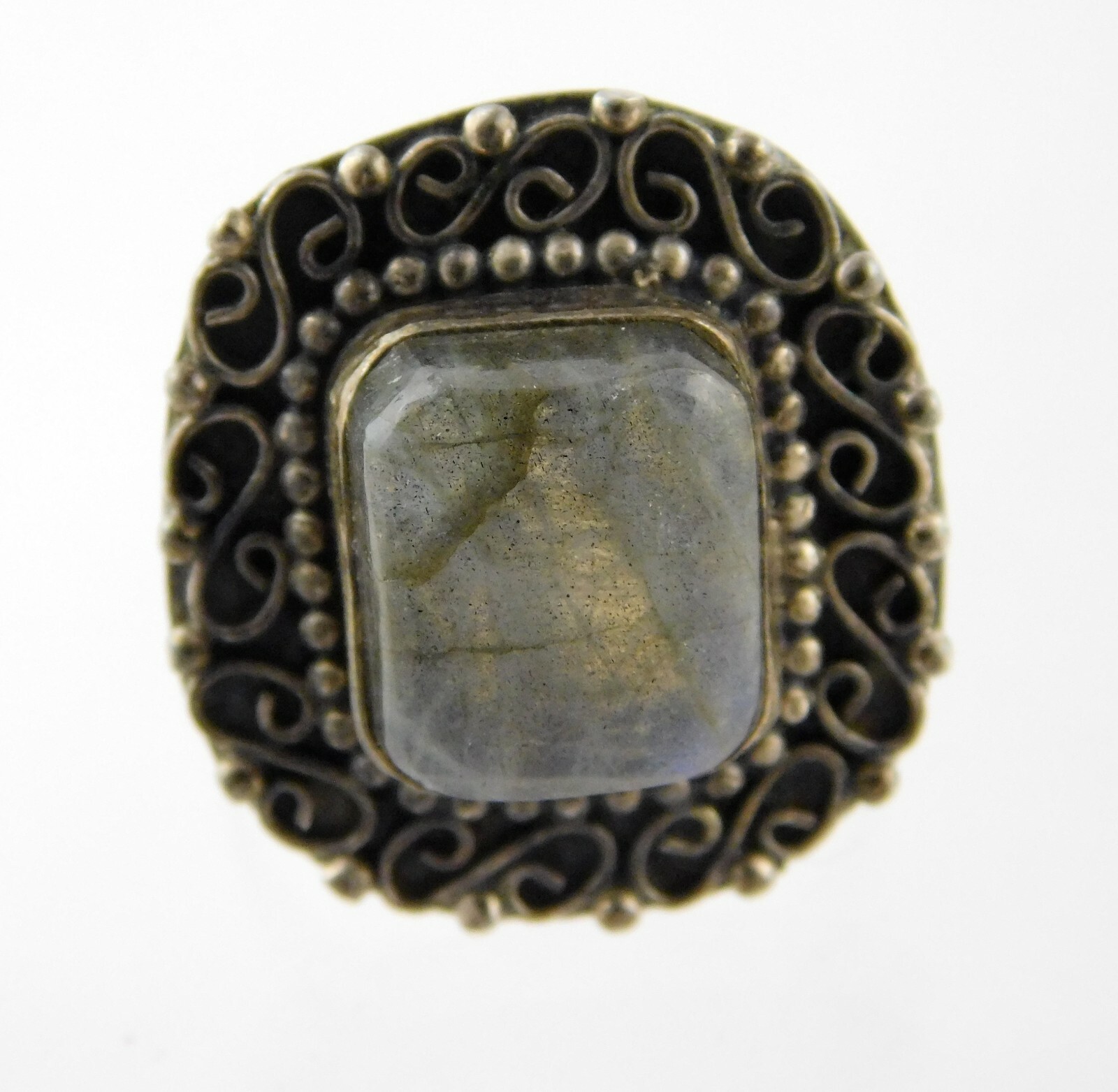 Sterling Silver Rectangular Labradorite Statement… - image 1