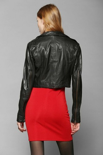 NEW Muubaa Brixia Crop Leather Biker Jacket in Black- Size 6 #SJ041 - Picture 2 of 6