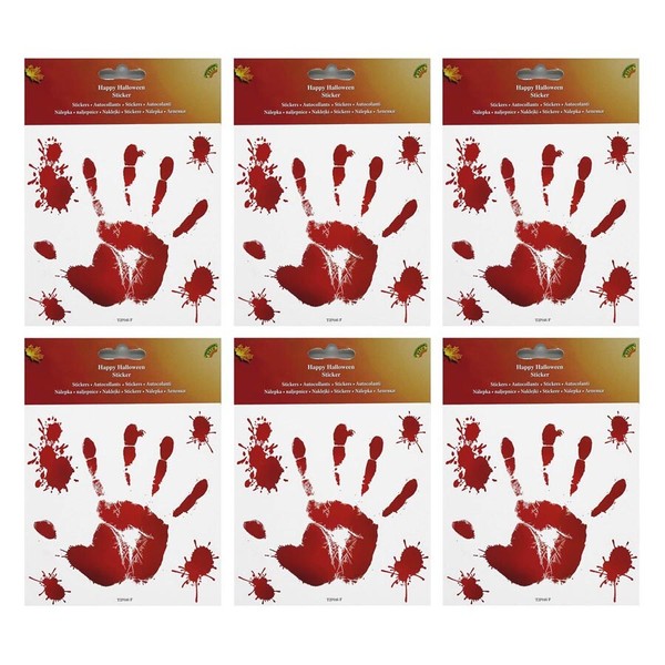 6X Halloween Sticker Blutige Hand Blutspritzer Blut Tattoo Aufkleber Party Deko-image
