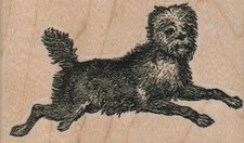 Fuzzy Dog Running Right 3 x 1 3/4" Rubber Stamp, Dog Stamp, Dog Lover Stamp