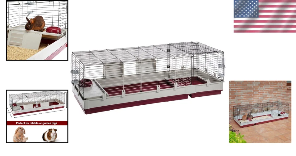 Easy-Clean Krolik XXL Rabbit Cage & Extension - Ideal for Rabbits & Guinea Pigs - Image 2 of 4