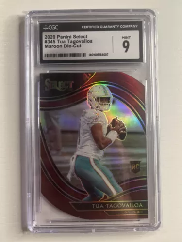 2020 Panini Select #345 Tua Tagovailoa Maroon Die-Cut CGC 9 Miami Dolphins