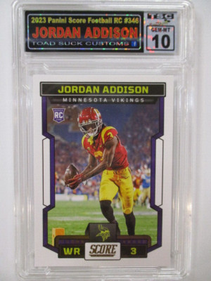 2023 Panini Score Football RC #346 Jordan Addison Graded TSC10 zx rc