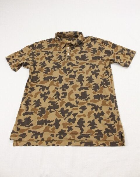 Orvis Shirt Men's Medium Brown Camouflage Short Sleeve Polo