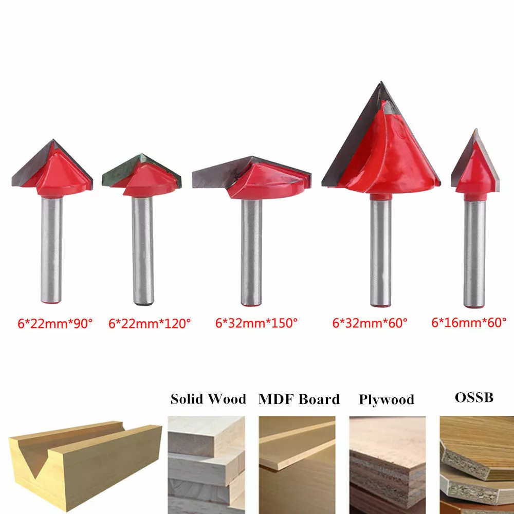 60 90 120 150 V Groove Router Bit CNC Woodworking Cutter Tool 16 22 32mm