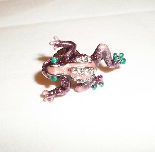 Jay Strongwater Swarovski Purple Frog "Peter" Tack Pin / Brooch ~ New ~ UD4 - Picture 2 of 5