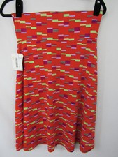Lularoe Azure A Line Skirt Size M Red Green Purple Teal Blocks Atari Pattern New