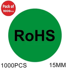AMZER ROHS Label Sticker Round 1000pcs Green Color Black Font