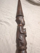 Authentic African Hand Carved Tribal Ritual Spear Staff Art Dancing Bell Stick