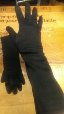 VINTAGE BLACK GLOVES COTTON CLOTH FOREARM LENGTH CLASSY AND BEAUTIFUL