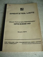 VEB NRD Wózek widłowy Instrukcja Lista części zamiennych VTA Takraf Wózek widłowy DFG 6302 HG