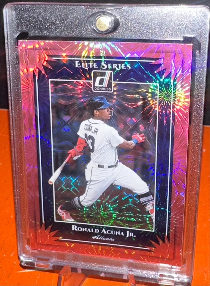 🚀Ronald Acuna jr🔥elite series⭐️pink fireworks💥holofoil refractor ⭐️MLB🚀 - Image 4 of 4