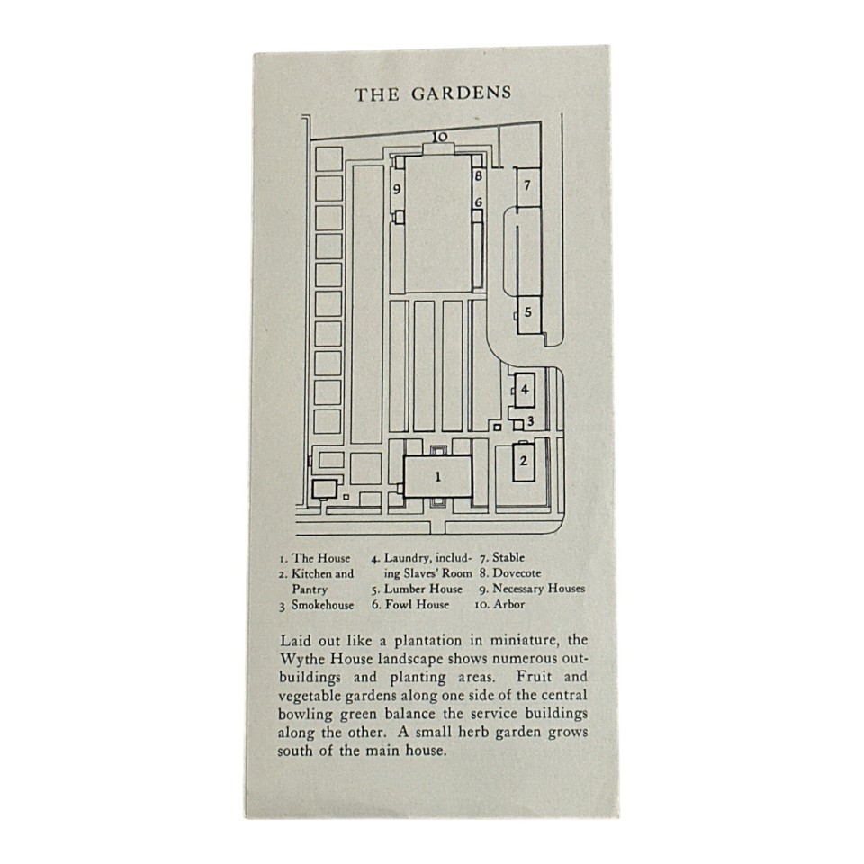 The Wythe House Williamsburg Virginia Travel Tourist Brochure