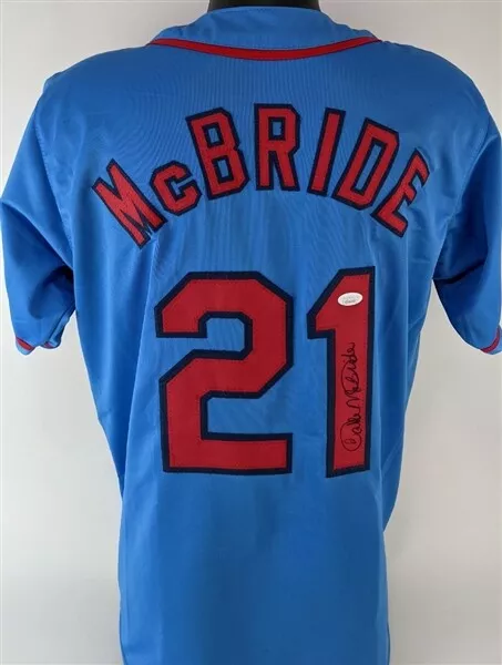 Bake McBride Signed St. Louis Cardinals Powder Blue Throwback Jersey (JSA  COA)