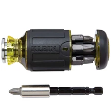 Klein Tools 32308 Multi-bit Stubby Screwdriver, Impact Rated 8-in-1 Adjustable