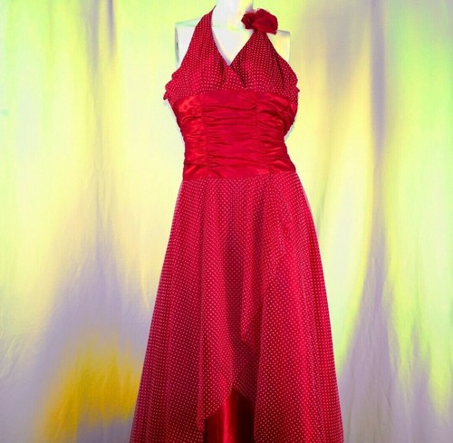 MASQUERADE Red with White Polka Dots Vintage Women Ballroom Gown Dress Size S - Picture 9 of 12