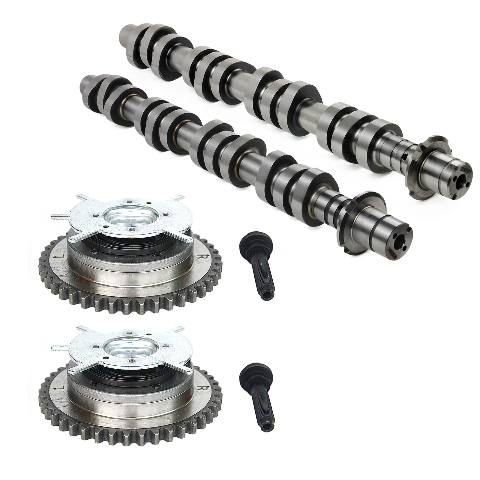 Left+Right Camshaft & 2* Timing Cam Phasers VVTi Actuator +Bolt for