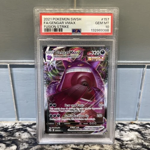 2021 GENGAR #157 VMAX SWSH  FUSION STRIKE POKEMON PSA 10 GEM MINT