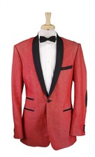 Alexander Nash NYC Bespoke Red Shawl Tuxedo Formal Smoking Blazer Jacket 40L