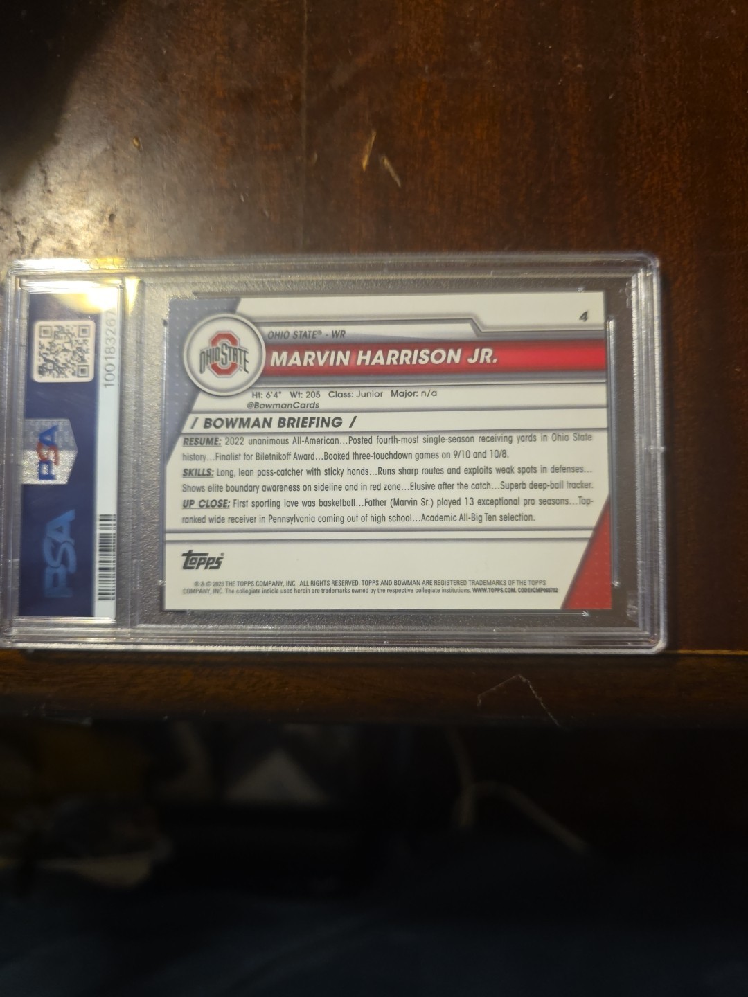Marvin Harrison Jr (RC) PSA 9 Variation SP Cardinals WR 2023 Bowman Chrome U view 4