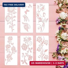 Flower Stencils for Painting, 6 Pcs 12 x 6 Inch for Wood Signs Canvas