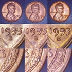 Lot of 3: 1955-S Lincoln Wheat Cent Filled Die & Die Break Error Penny 1c UNC RD
