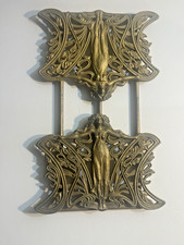 Antique Art Nouveau Lady Expanding Bookends Gilded Cast Iron Great Condition