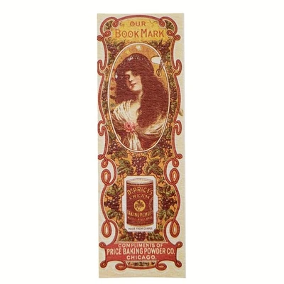 Vintage 70s Price Baking Powder Co. Bookmark Evergreen Press 1800s Advertisement - Imagen 1 de 4