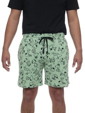 Mens Peanuts Snoopy Pajama Sleep Shorts Pockets Green