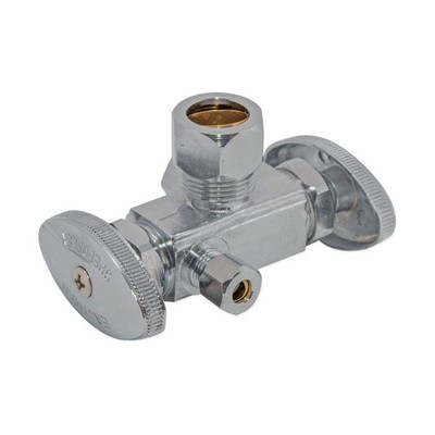 EZ-FLO 04350LF 5/8'' OD Dual Outlet Stop Valve, Brass, Dual Handle