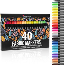 Fabric Pens - Set of 40 - Non Toxic, Indelible and Permanent Fabric Paint, Pe...