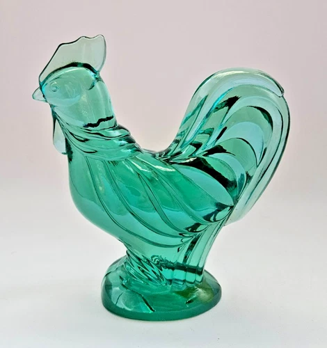 Fenton Light Green Glass Rooster Figurine 5.25" With Original Sticker EUC