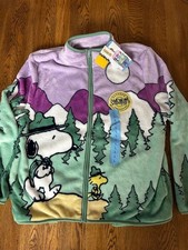 Peanuts Snoopy Women's Character Winter Sherpa Full Zip Sweatshirt Size Large