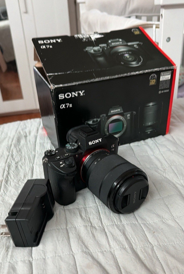 Sony Alpha a7 III 24.2MP Mirrorless Camera w/ Lens, Charger, Viewfinder