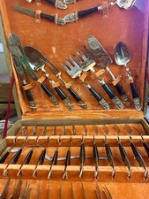 Thai Bronzeware Siam Bronze 140ish Pieces Flatware Silverware Set Box Complete