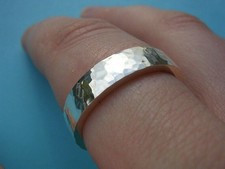 Heavy Sterling Silver Ring with Hammered Finish - Chunky Silver Wedding Band 6mm