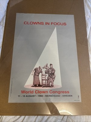 Vintage 1993 World Clown Congress Poster Sweden Clowns In Focus Rare 