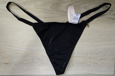 NWT Rare Vintage Victoria's Secret Black Silky Smooth Charm V-String Panties O/S