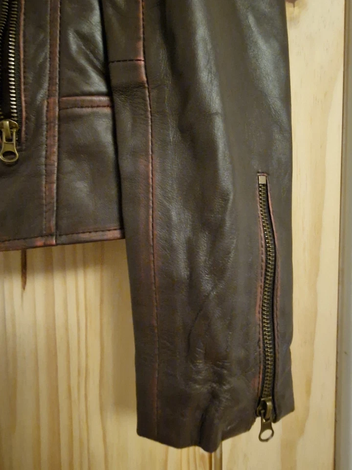 BNWT KIRSTEN  RUBOFF LADIES SOFT REAL LEATHER JACKET, PURPLE BROWN,  SIZE S - Image 4 of 4