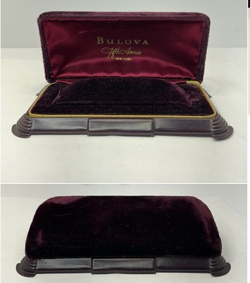 ANTIQUE BULOVA LADIES WRIST WATCH BOX - PURPLE BURGUNDY  display picture 2