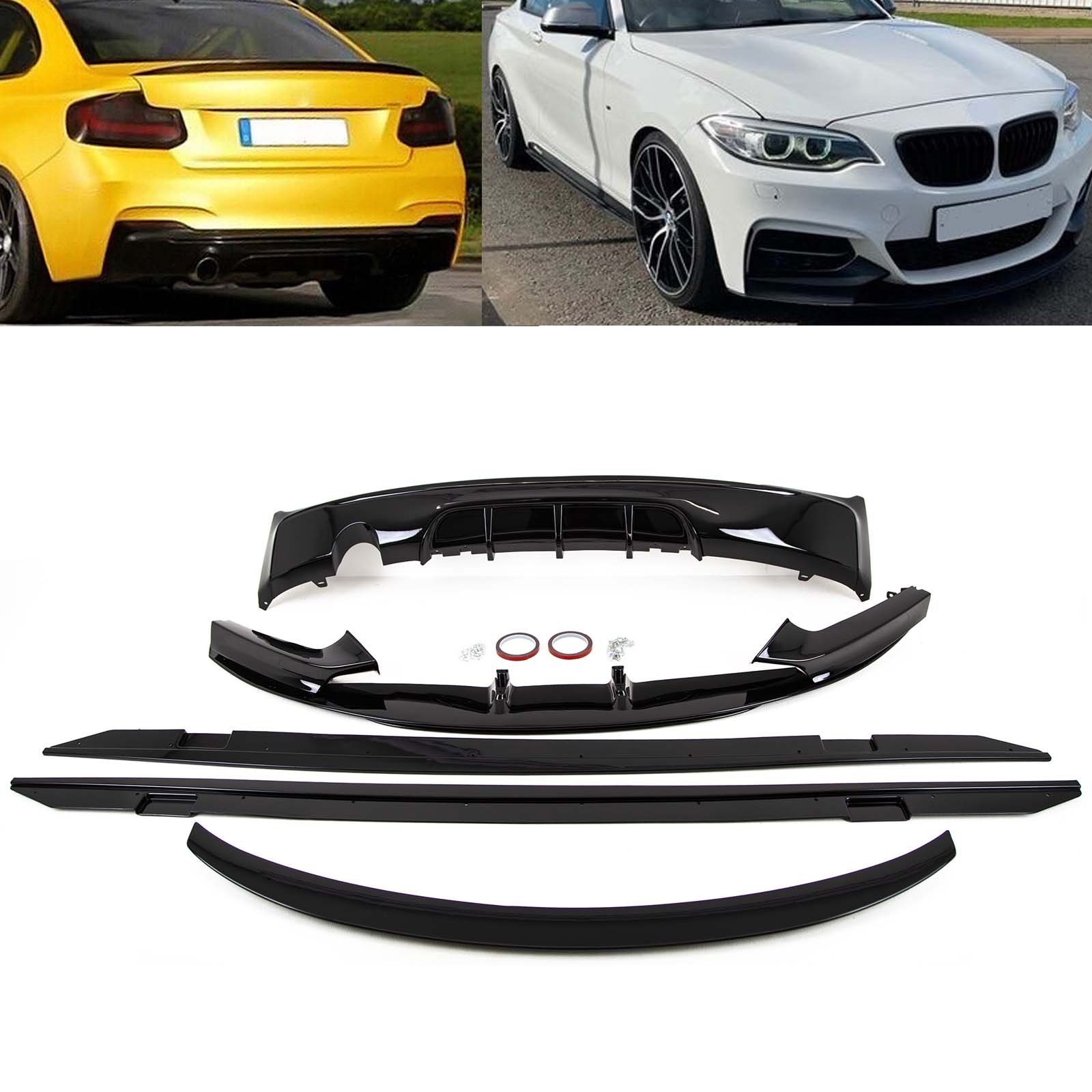 Fits BMW F22 Bodykit Diffuser Front Splitter Skirts Gloss