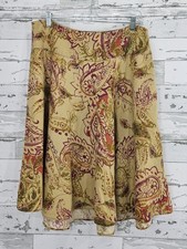 Ralph Lauren Paisley Print Linen A Line Skirt Pockets Womens 10