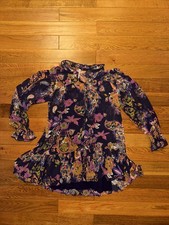 Free People Ibiza Nights Mini Dress Long Ruffled Sleeves Floral Print Button XS