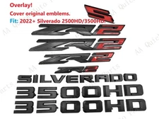 OVERLAY Matte Black Red Fender Rear Grille ZR2 3500HD Silverado Emblems 2024+