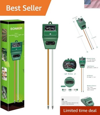 Precision Soil pH Tester: 3-in-1 Moisture & Light Meter for Reliable Plant Care